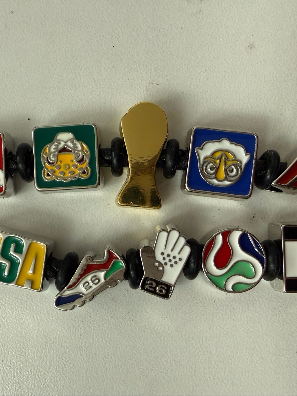 FIFA official Charm Braided Leather Bracelet - Multicolor Enamel Icons - Picture 3 of 14